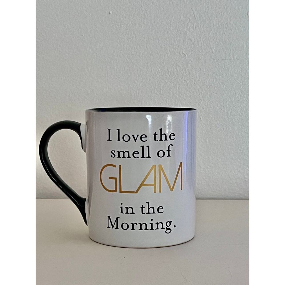 Funny Glam Late XL Coffee Mug 16 oz Black White Gold Bling Diva